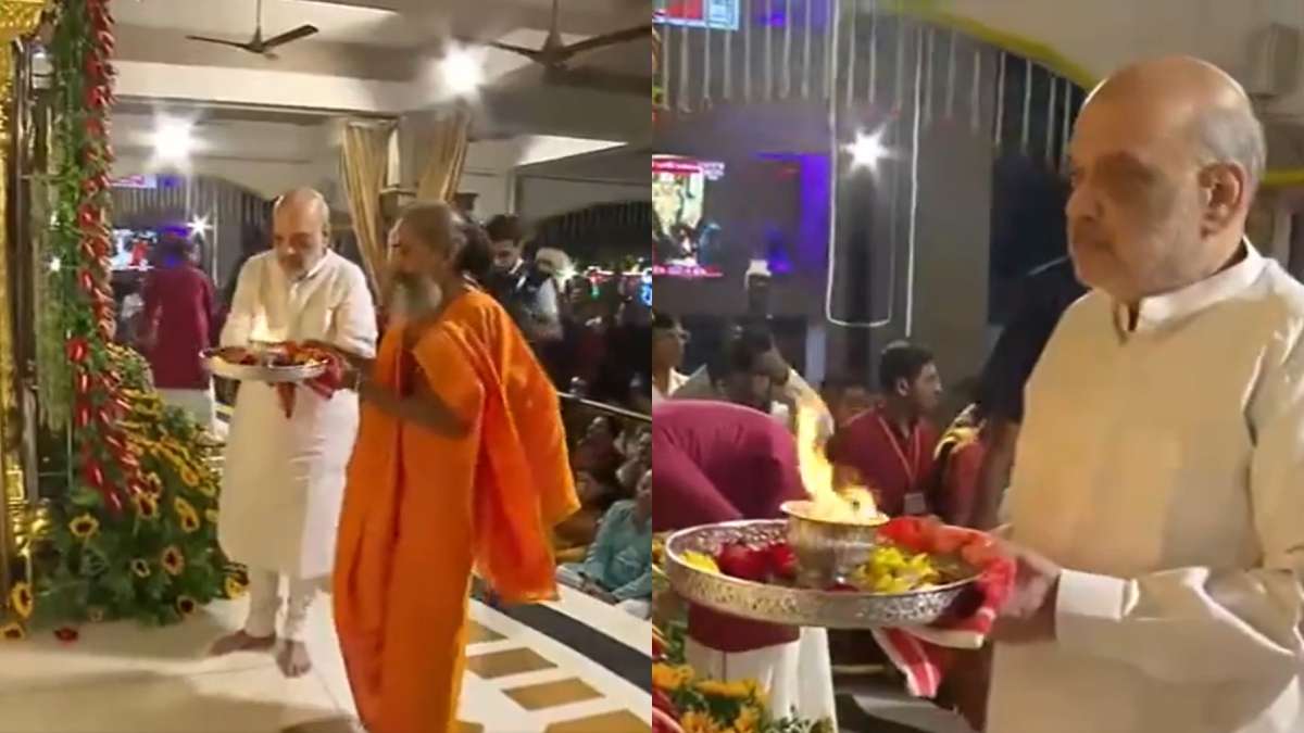 Amit Shah performs 'mangla aarti' at Jagannath Temple in Ahmedabad